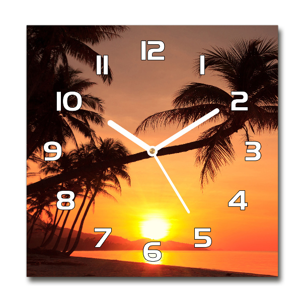 Square wall clock Sunset beach