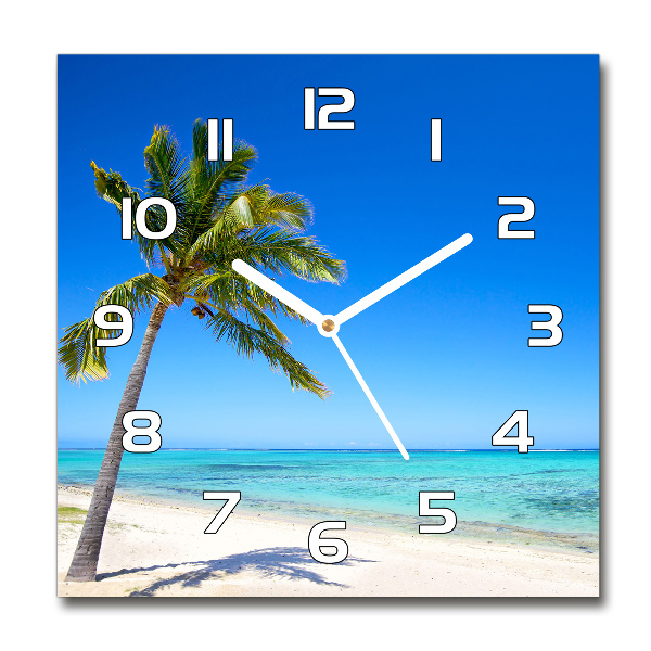 Square wall clock Tropical beach