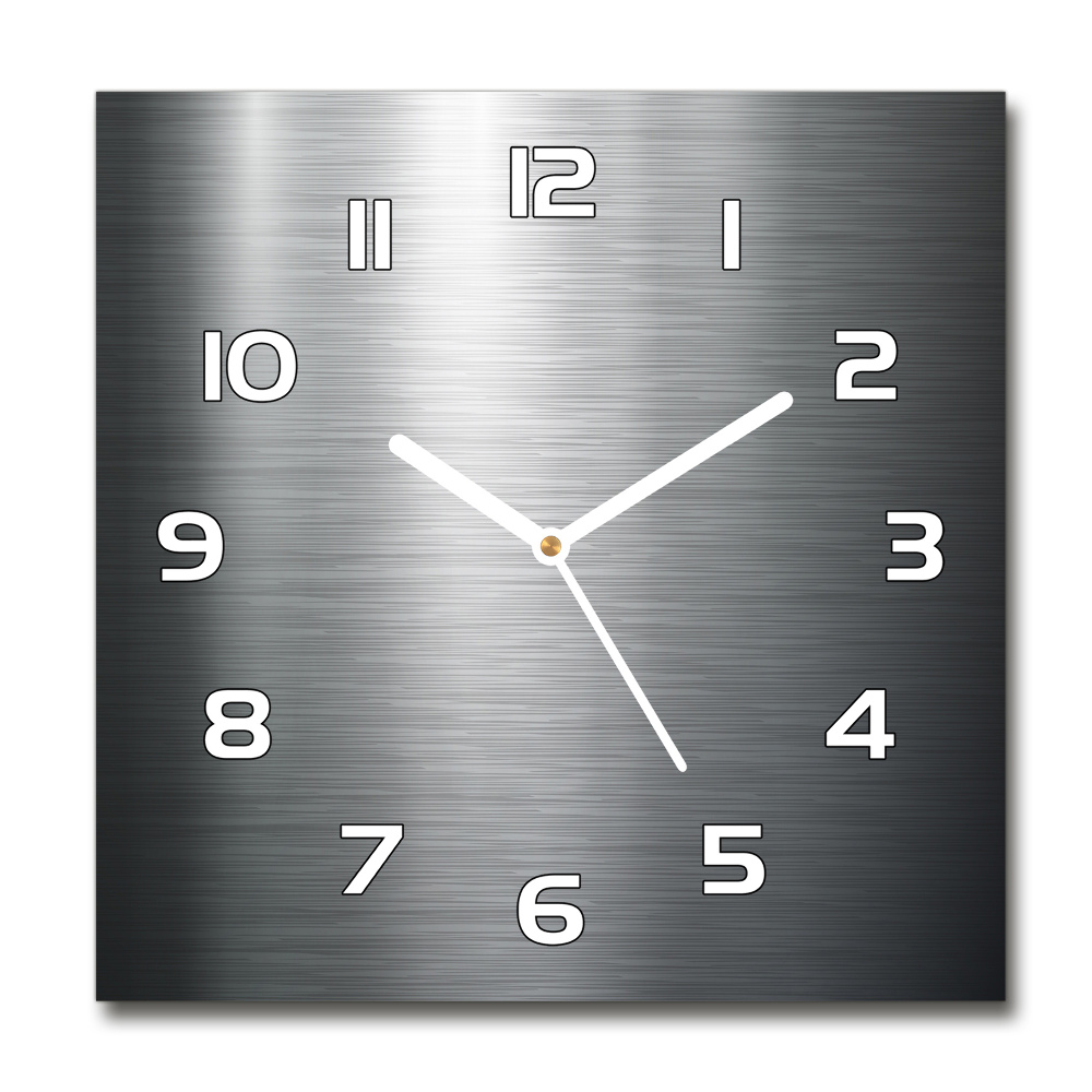 Square glass clock Metal background