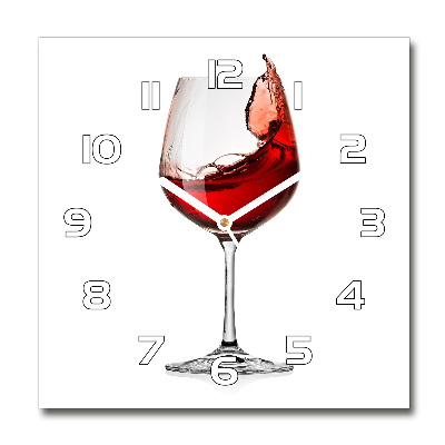 Square glass clock Red wine