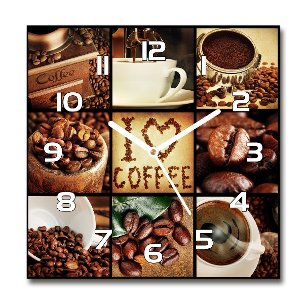 Square kitchen clock Coffee collage