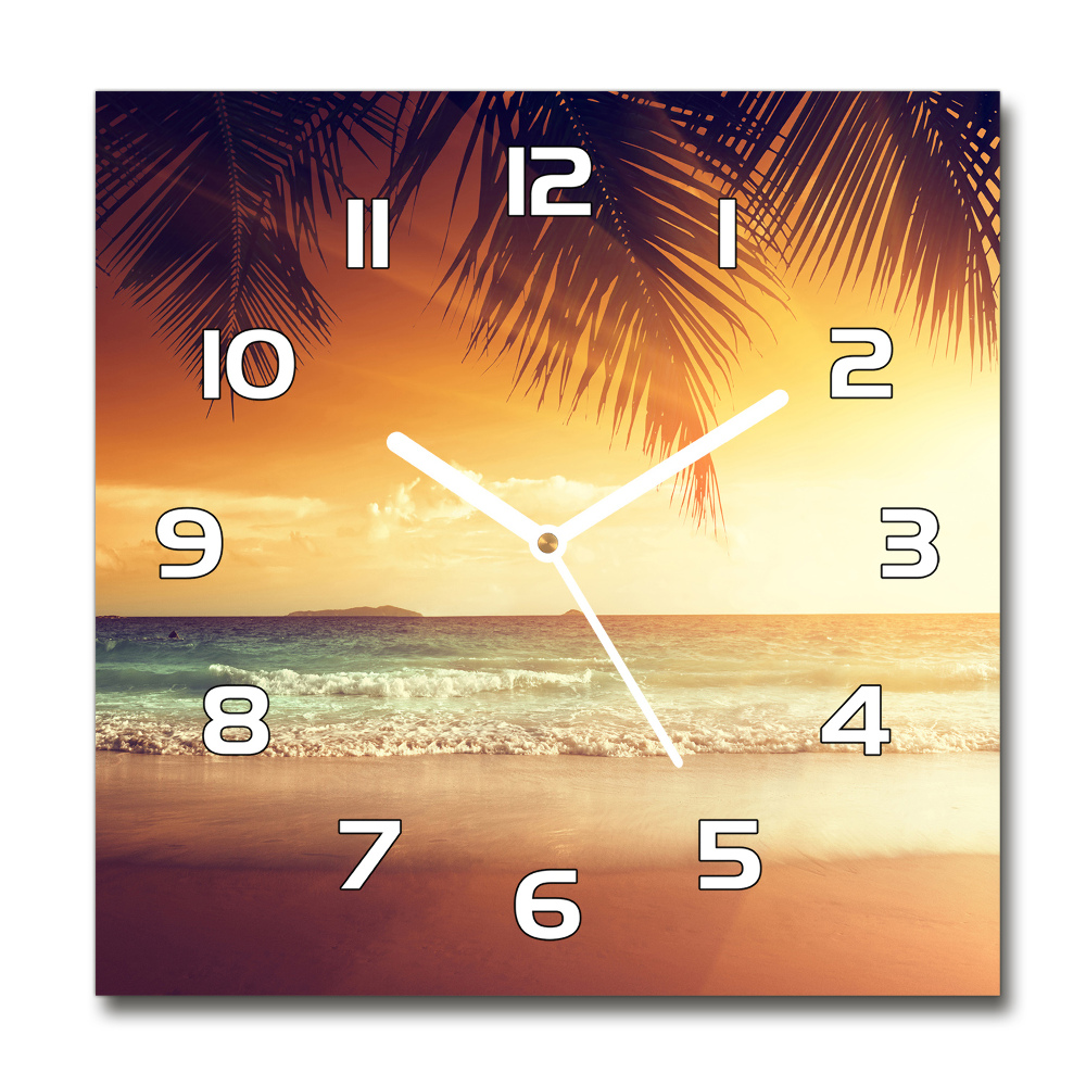 Square wall clock Tropical beach