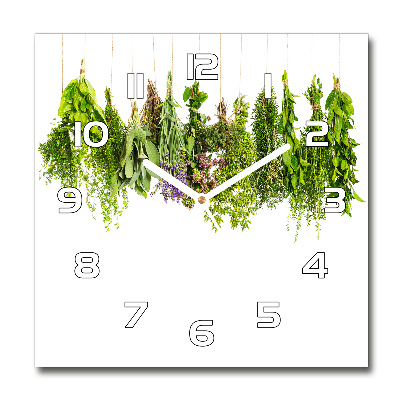 Square kitchen clock Herbs on a string