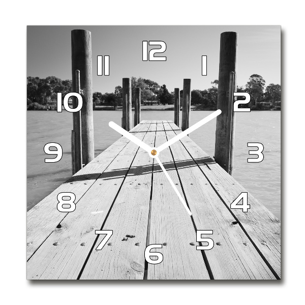 Square wall clock Wooden pier