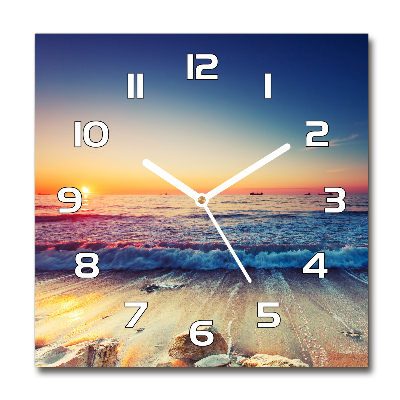 Square wall clock Sunrise sea