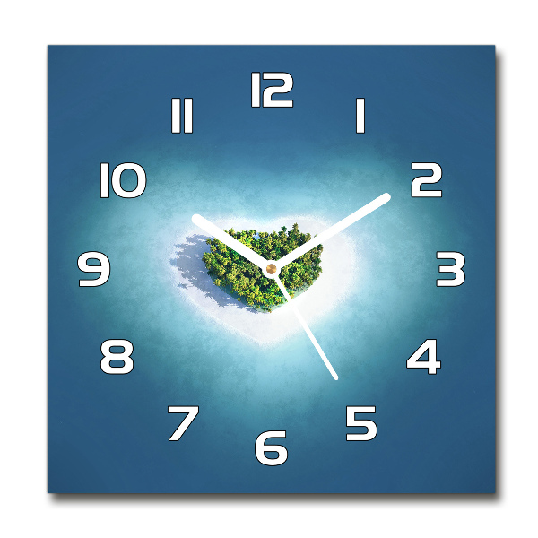 Square glass wall clock Island