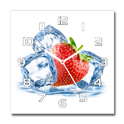 Square wall clock Strawberry with ice