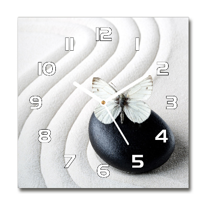 Square wall clock Zen stone and butterfly