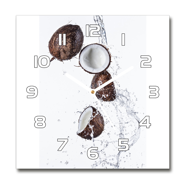 Square wall clock Coconut with water