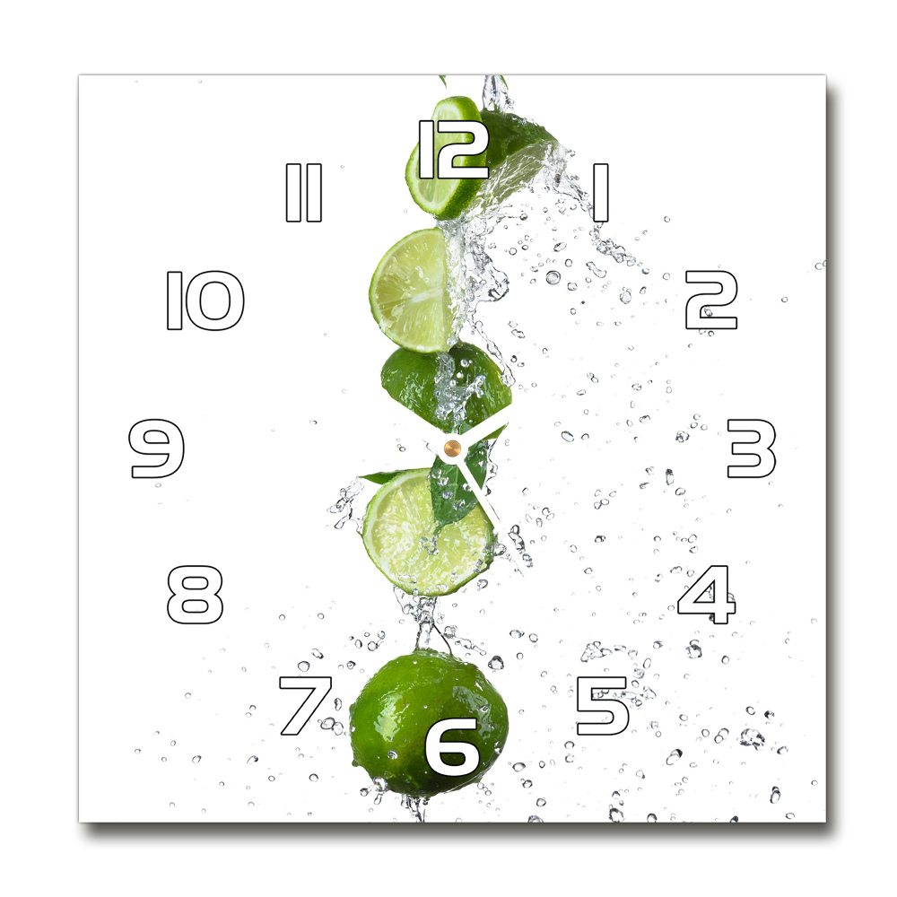 Square wall clock Lime and water