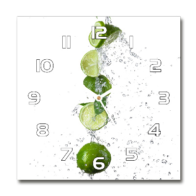 Square wall clock Lime and water