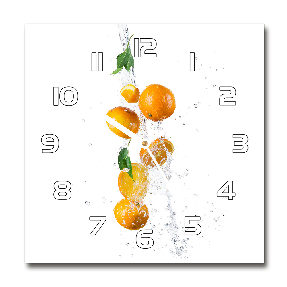 Square kitchen clock Oranges and water