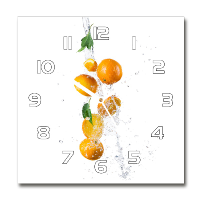 Square kitchen clock Oranges and water