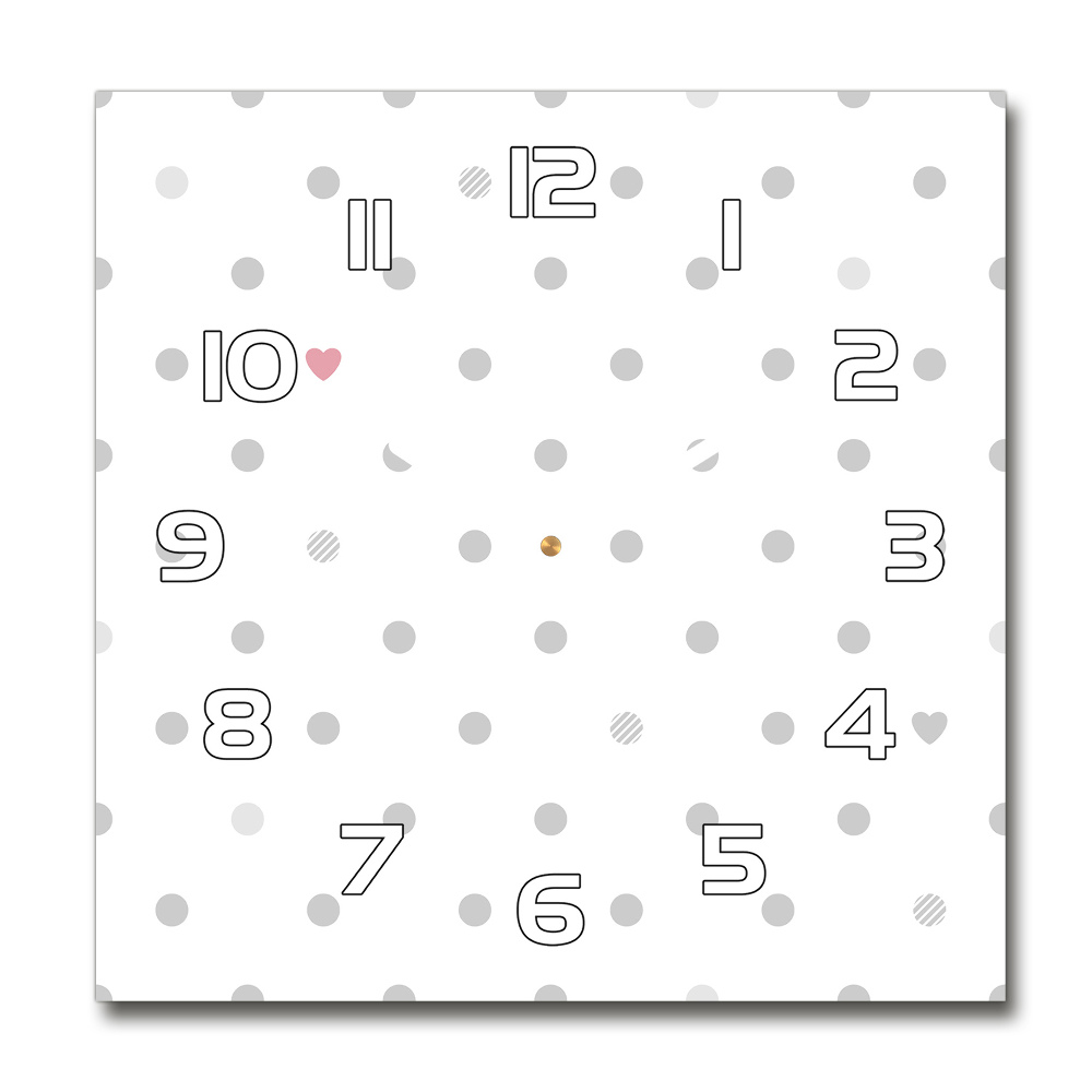 Square kitchen clock Dots and hearts