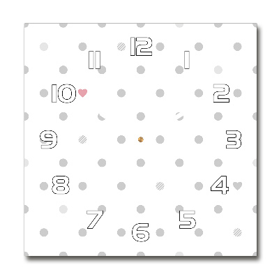 Square kitchen clock Dots and hearts