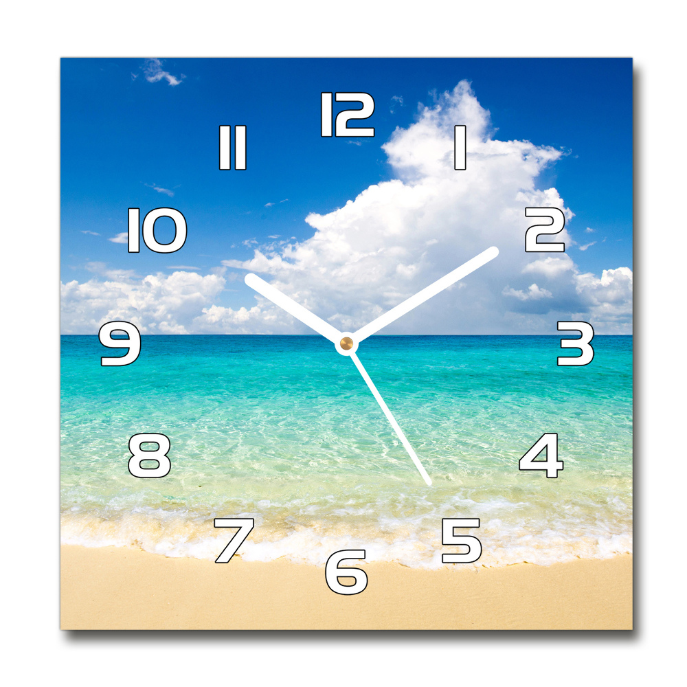 Square glass clock Paradise beach