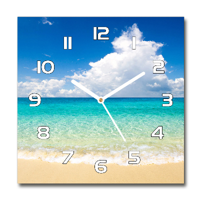 Square glass clock Paradise beach