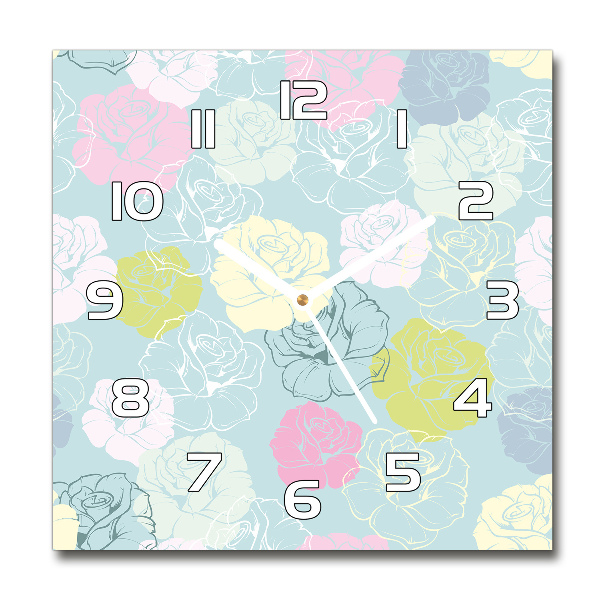 Square wall clock Roses