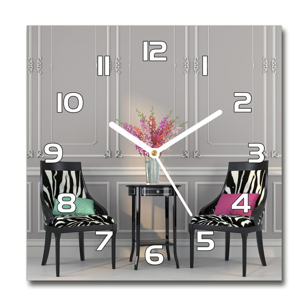 Square kitchen clock Two chairs