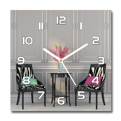 Square kitchen clock Two chairs