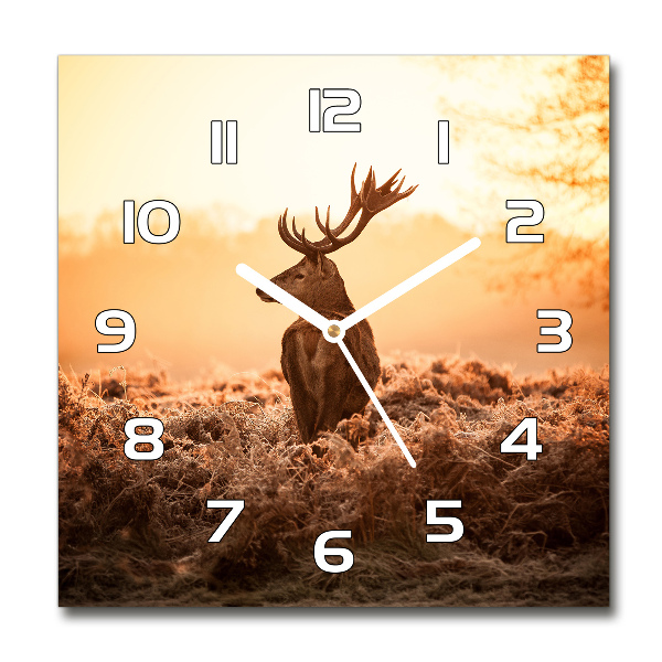 Square wall clock Jeleń sunrise