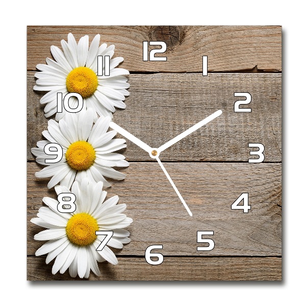 Square wall clock Daisy wood