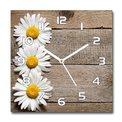 Square wall clock Daisy wood