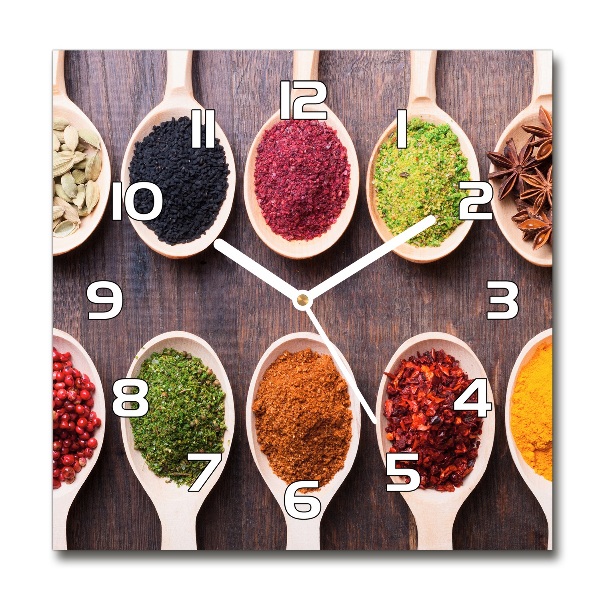 Square kitchen clock Colorful spices