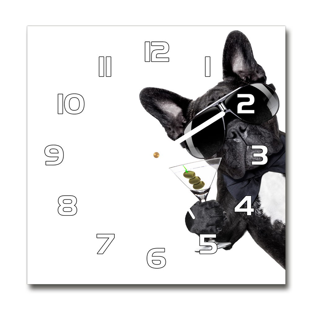 Square wall clock Martini dog