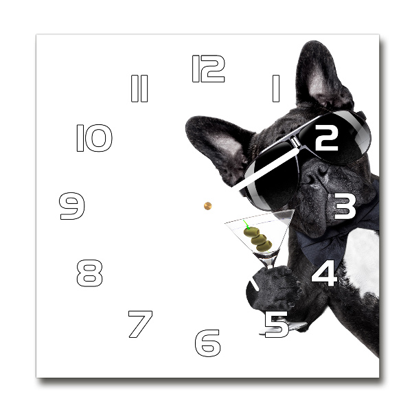 Square wall clock Martini dog