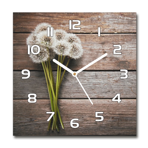 Square wall clock Dandelion wood