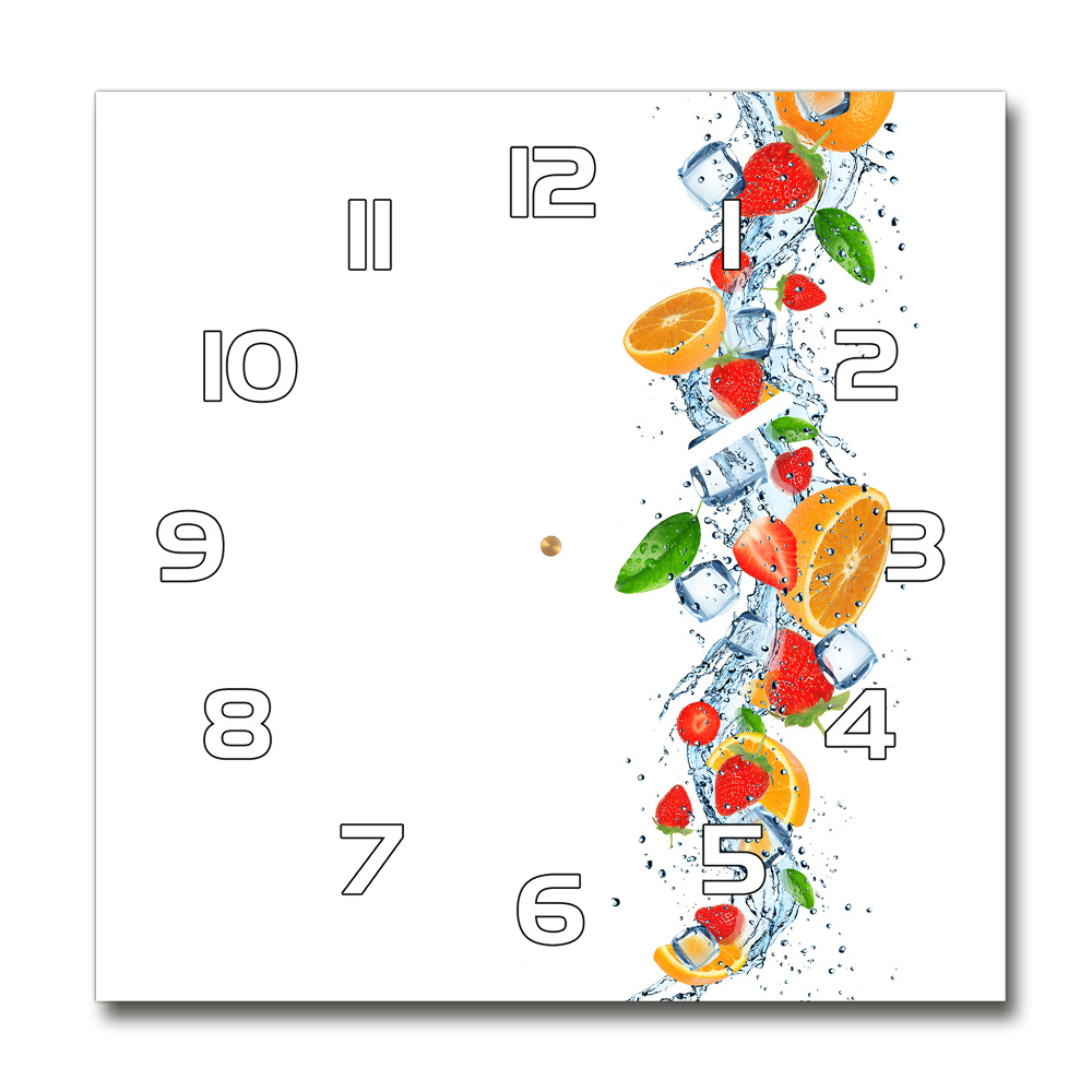 Square glass wall clock Ice fruit