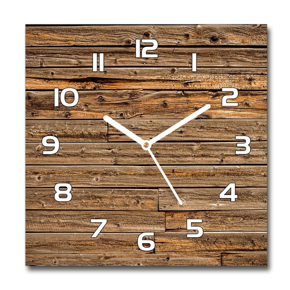 Square glass wall clock Wooden wall