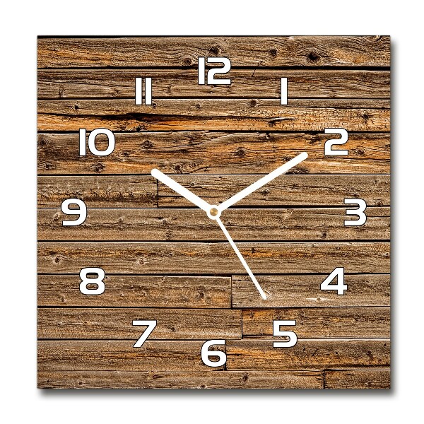 Square glass wall clock Wooden wall