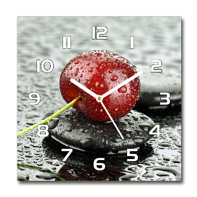 Square wall clock Cherry in the rain