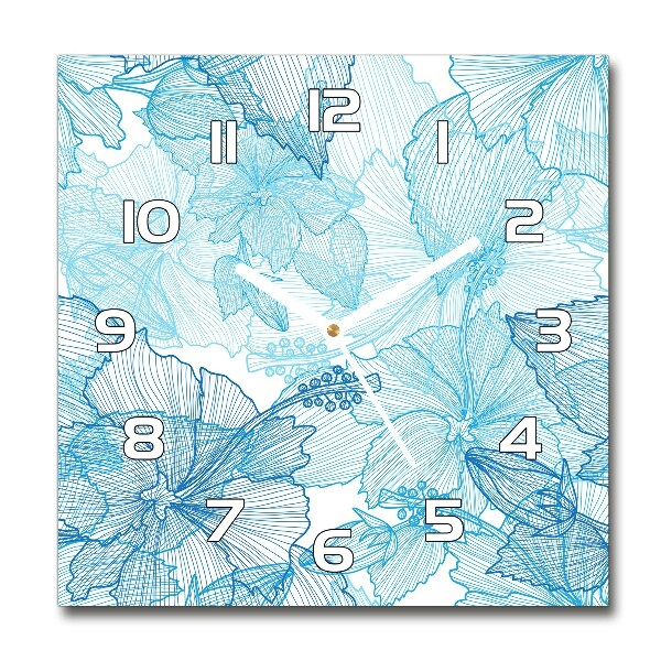 Square glass clock Hawaiian flowers