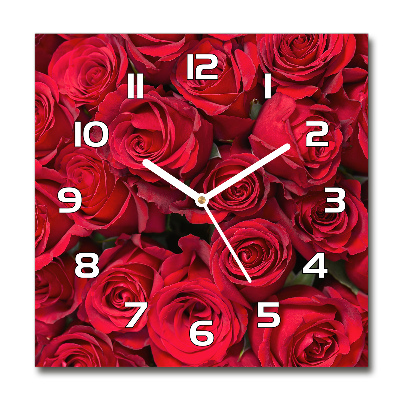 Square kitchen clock Red roses