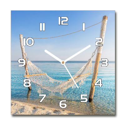 Square wall clock Hammock by the sea