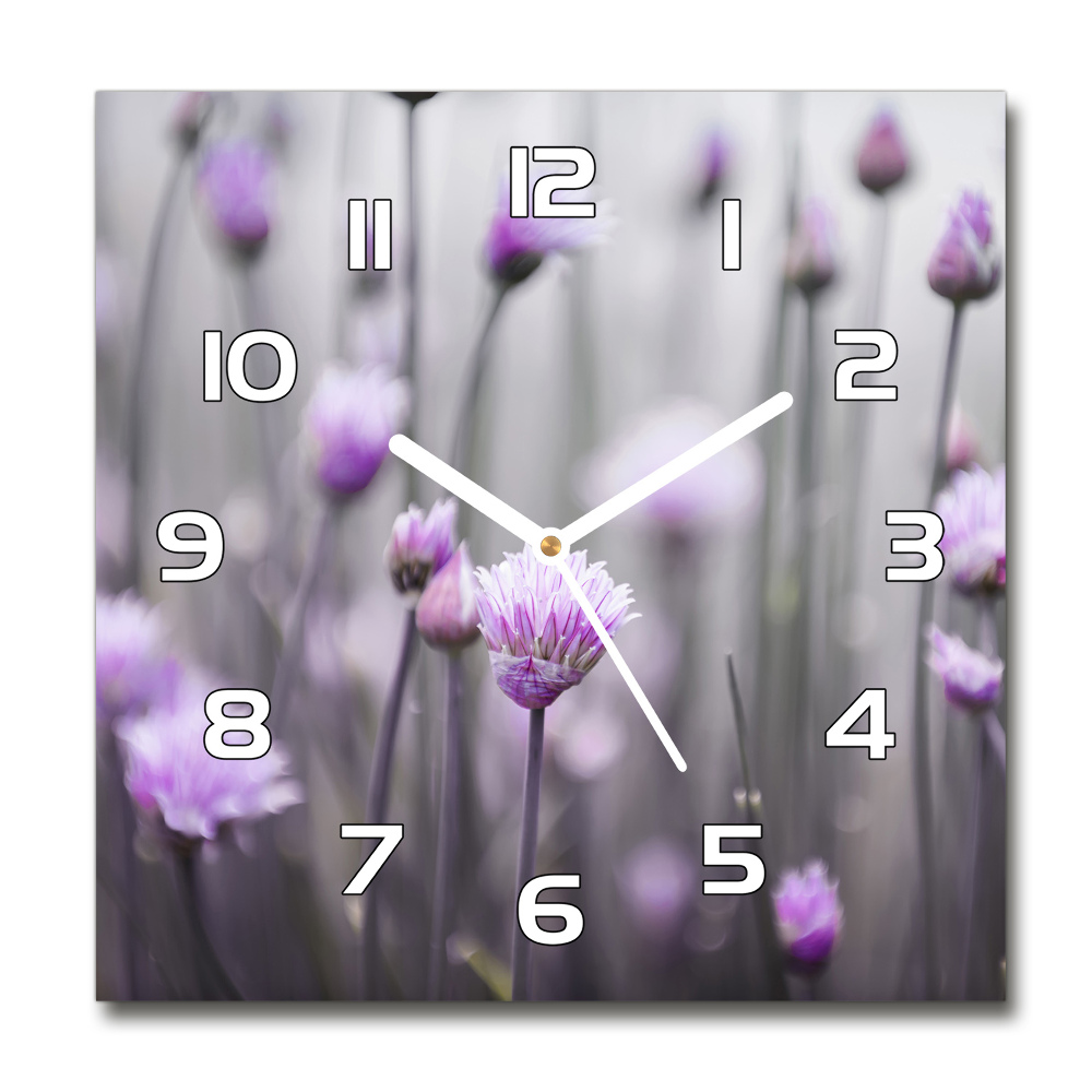 Square kitchen clock Chives flowers