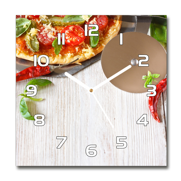 Square kitchen clock Pizza