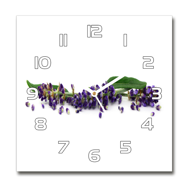 Square glass wall clock Lavender