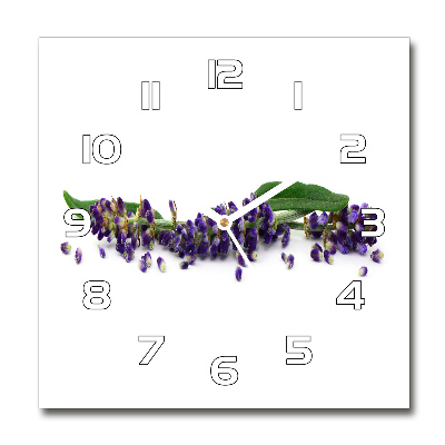 Square glass wall clock Lavender