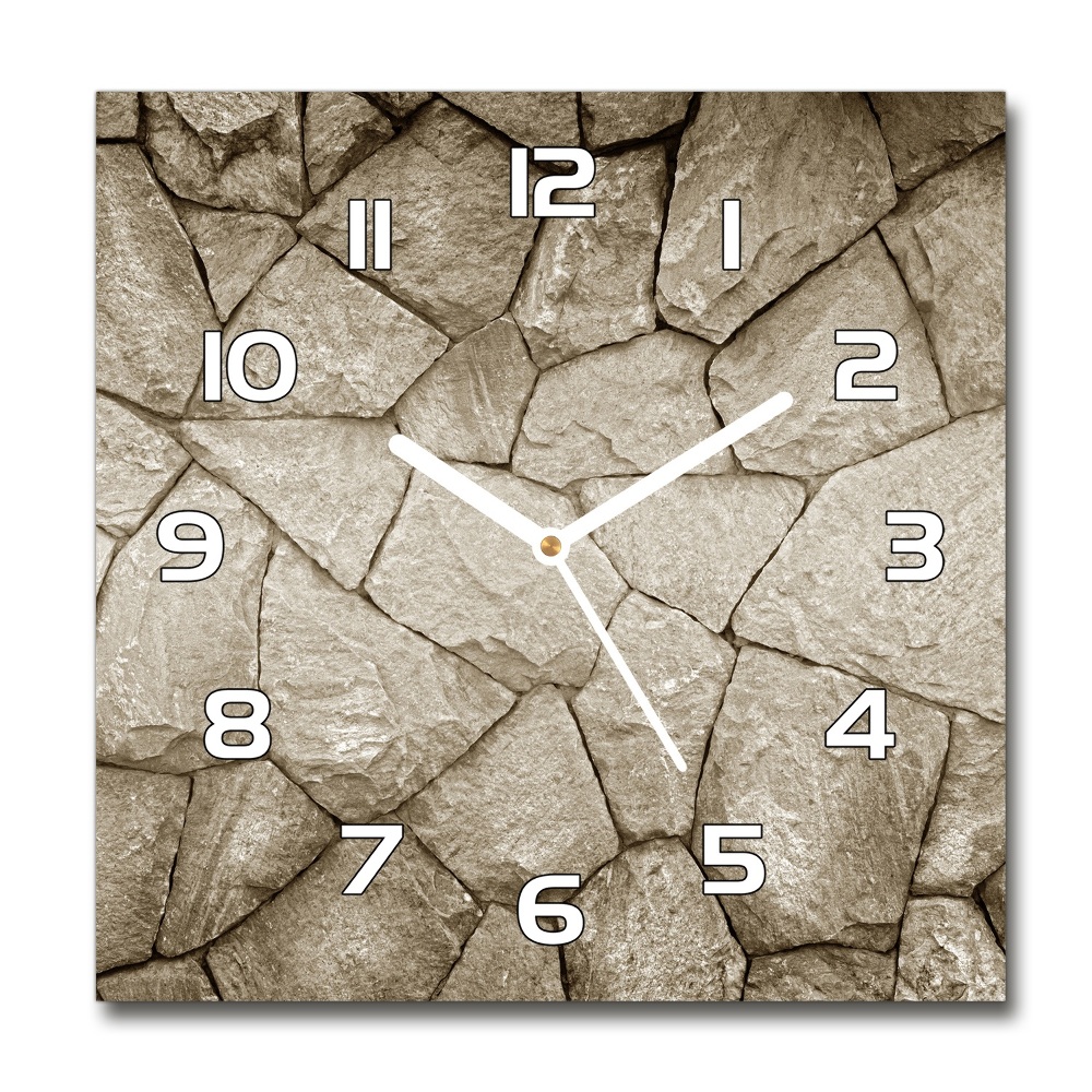 Square kitchen clock Stone wall