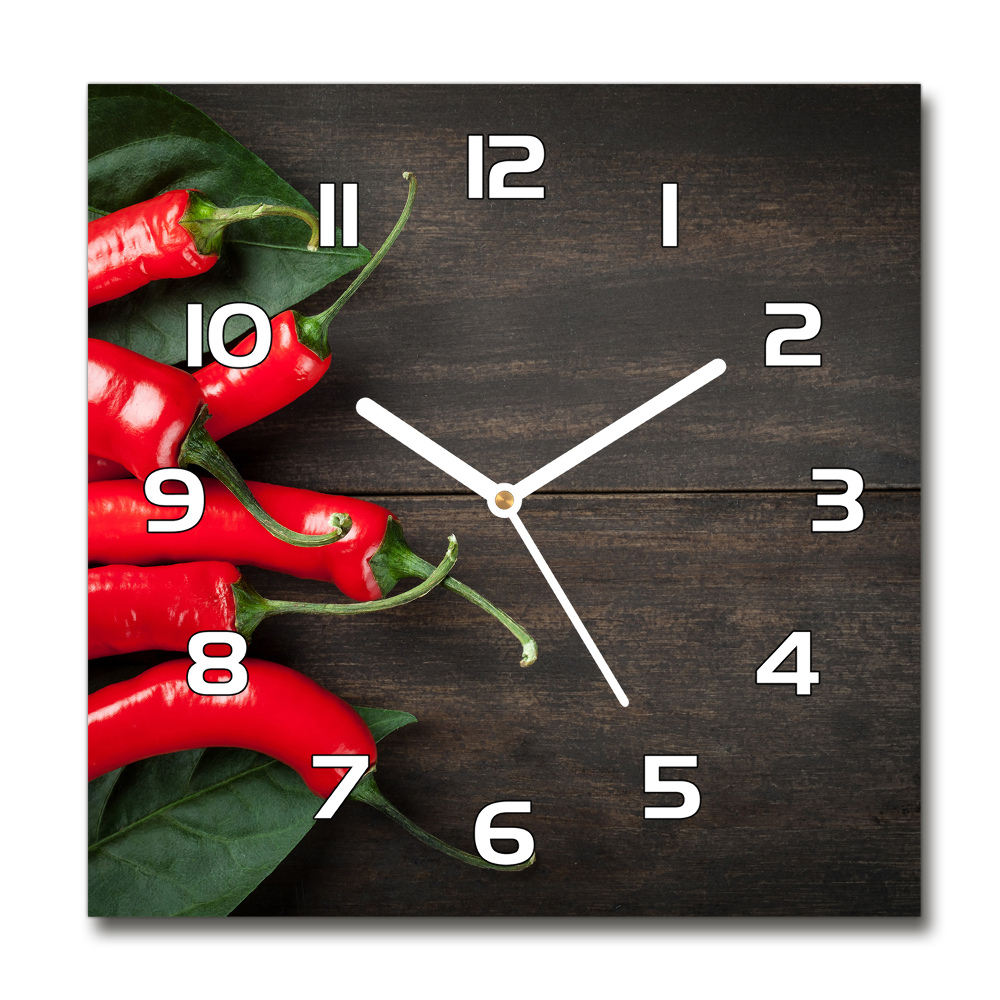 Square kitchen clock Chilli peppers