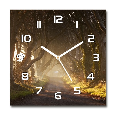 Square wall clock Fog in the forest