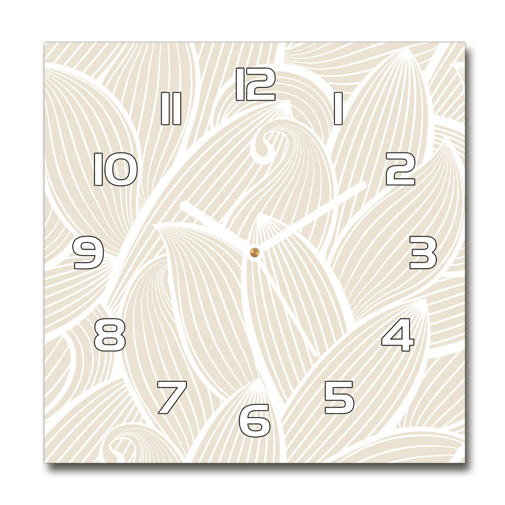 Square glass clock Pattern leaves