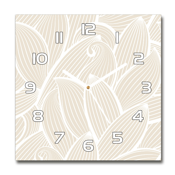 Square glass clock Pattern leaves