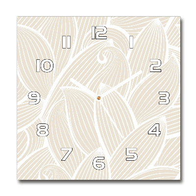 Square glass clock Pattern leaves