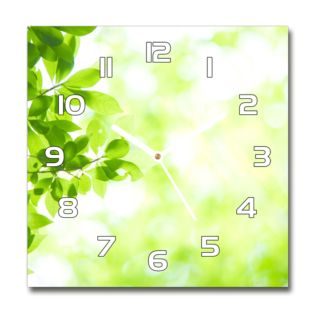 Square wall clock Leaves