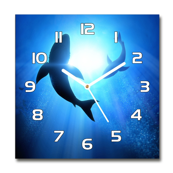 Square wall clock Two sharks